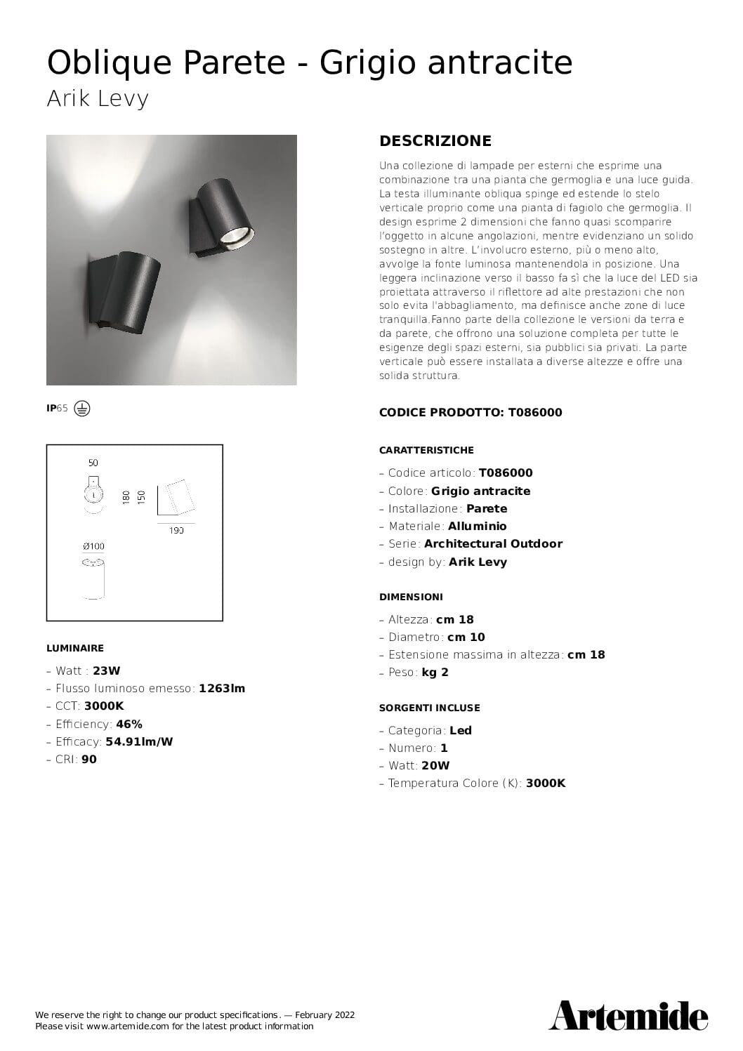 Artemide OBLIQUE SOLO ACCESSORIO PICCHETTO FISSAGGIO TERRA - immagine 2