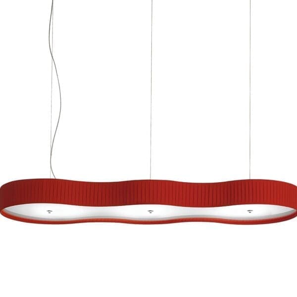 Modoluce OTTOVOLANTE LED sospensione L.150cm –  plissè rosso fuoco