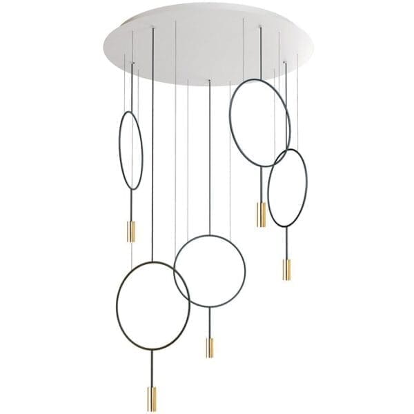Estiluz REVOLTA R100.5S sospensione LED 2700k - corpo nero e teste in oro