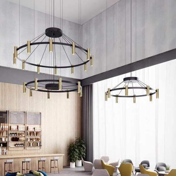 Estiluz LAVERD T-3806 sospensione LED 2700k - corpo nero e teste oro satinato