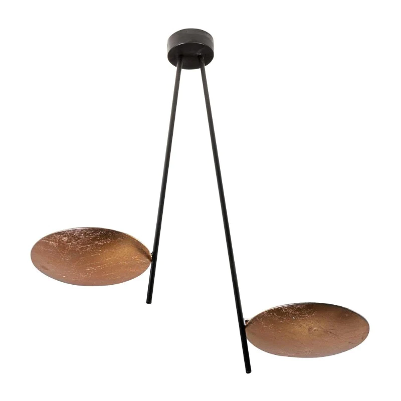 Catellani & Smith LEDERAM C2 - soffitto - dischi in foglia rame, aste nere, base nera