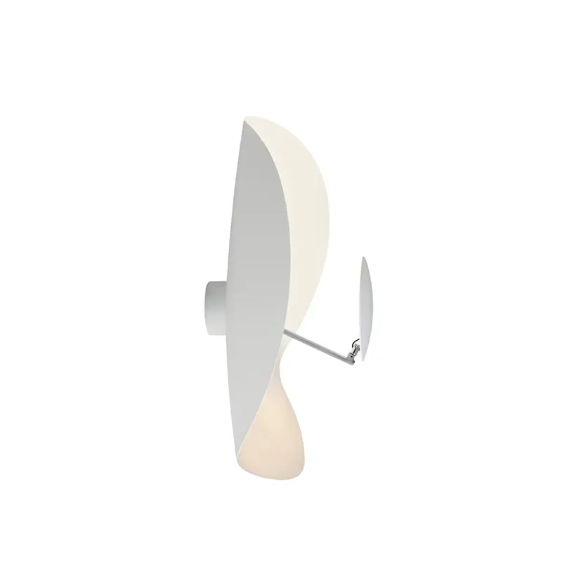Catellani & Smith LEDERAM MANTA CWS1 - ceiling or wall - shade white/white, satin rod, white disc, white base