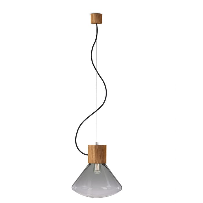 BROKIS MUFFINS wood 07 - suspension - smoke grey glass - european oak canopy