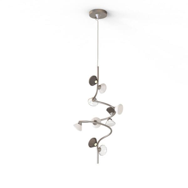Tooy LINFA 565.22m struttura nichel opaco e diffusori in vetro fumè, bianco e trasparente