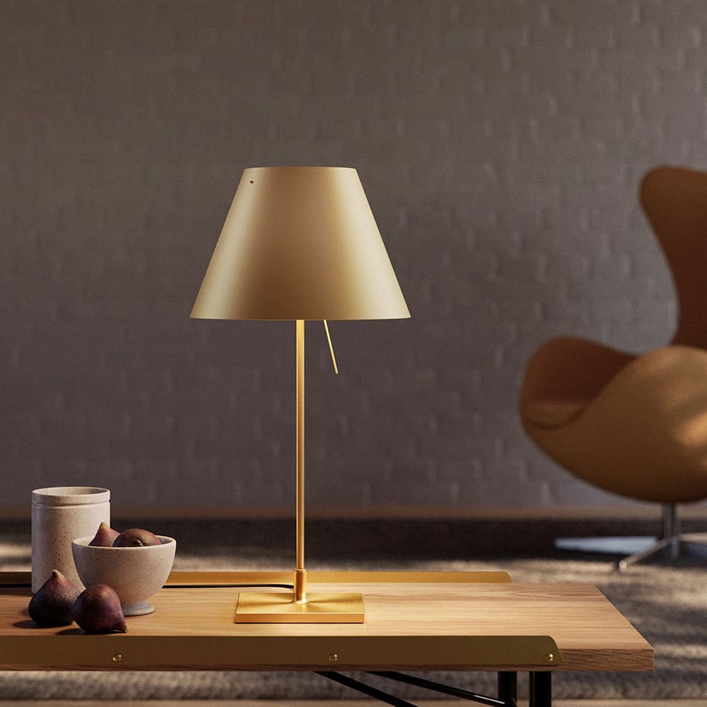 Luceplan COSTANZINA D13pi table - with brass base and hazelnut shade - Image 2