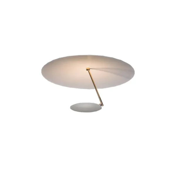 Catellani & Smith LEDERAM C150 - ceiling - shade white/white, gold rod, white disc, white base