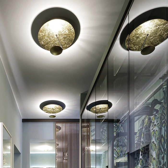 Catellani & Smith LEDERAM C150 - ceiling - shade white/gold, satin rod, white disc, white base - Image 2