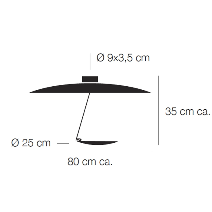 Catellani & Smith LEDERAM C180 - soffitto - schermo bianco e foglia oro, asta satinata, disco verniciato bianco, base bianca - immagine 3