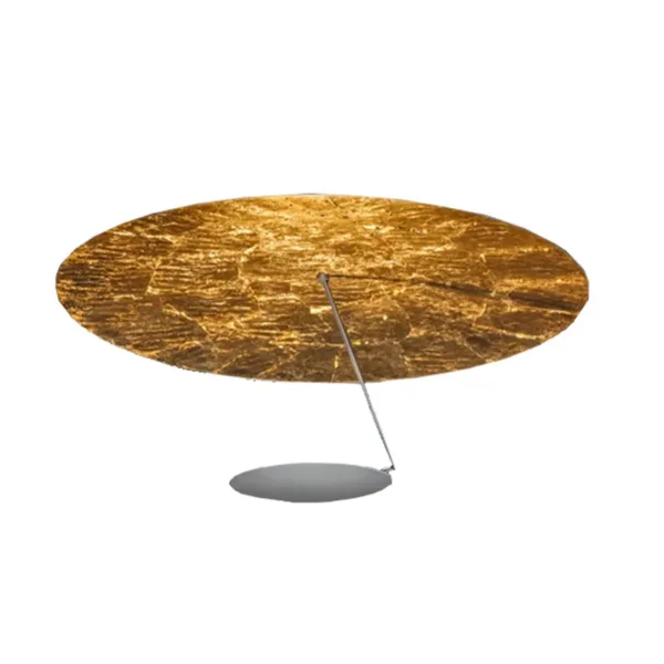 Catellani & Smith LEDERAM C180 - soffitto - schermo bianco e foglia oro, asta satinata, disco verniciato bianco, base bianca