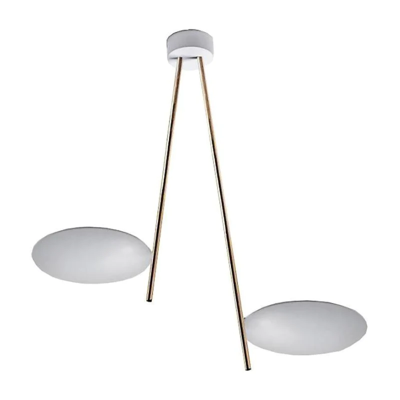 Catellani & Smith LEDERAM C2 - soffitto - dischi verniciati bianco, aste oro, base bianca