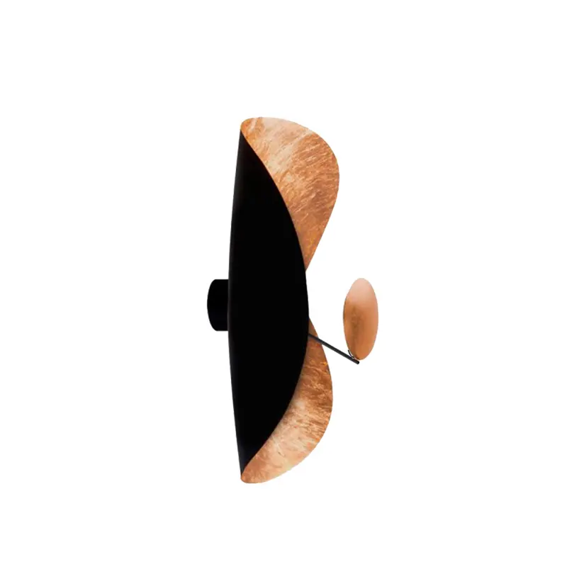 Catellani & Smith LEDERAM MANTA CWS1 - ceiling or wall - shade black/copper, black rod, copper disc, black base