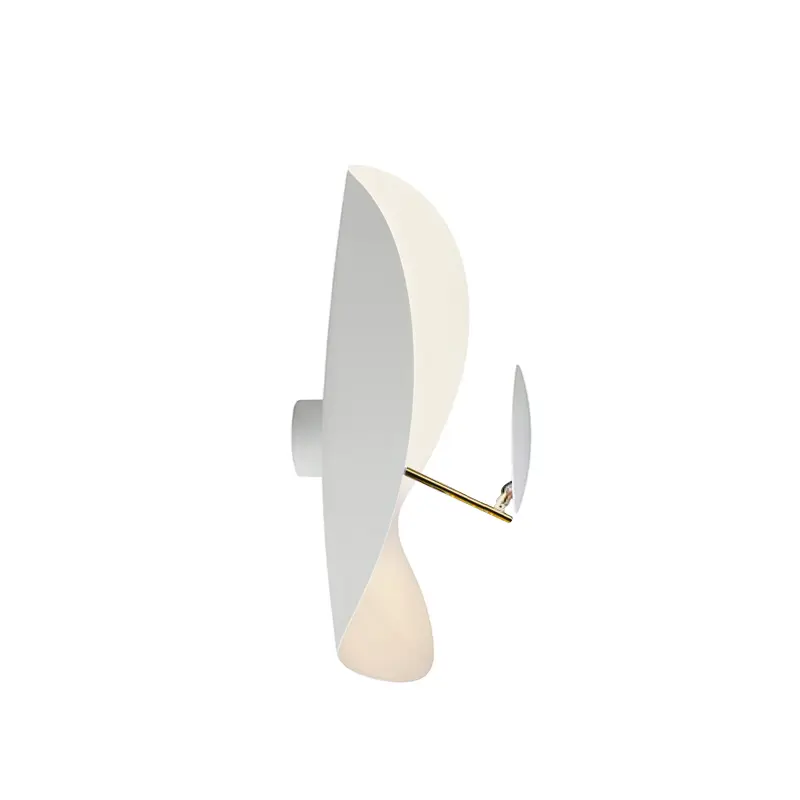 Catellani & Smith LEDERAM MANTA CWS1 - ceiling or wall - shade white/white, gold rod, white disc, white base
