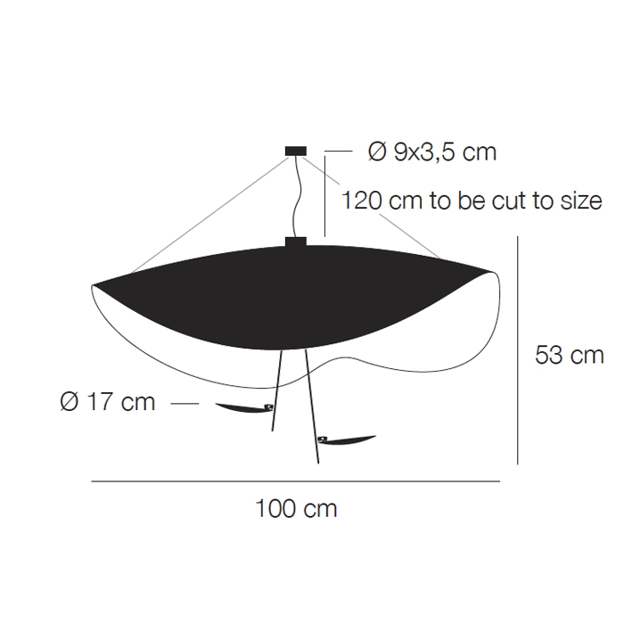 Catellani & Smith LEDERAM MANTA S2 - suspension - shade white/white, gold rod, white disc, white base - Image 3