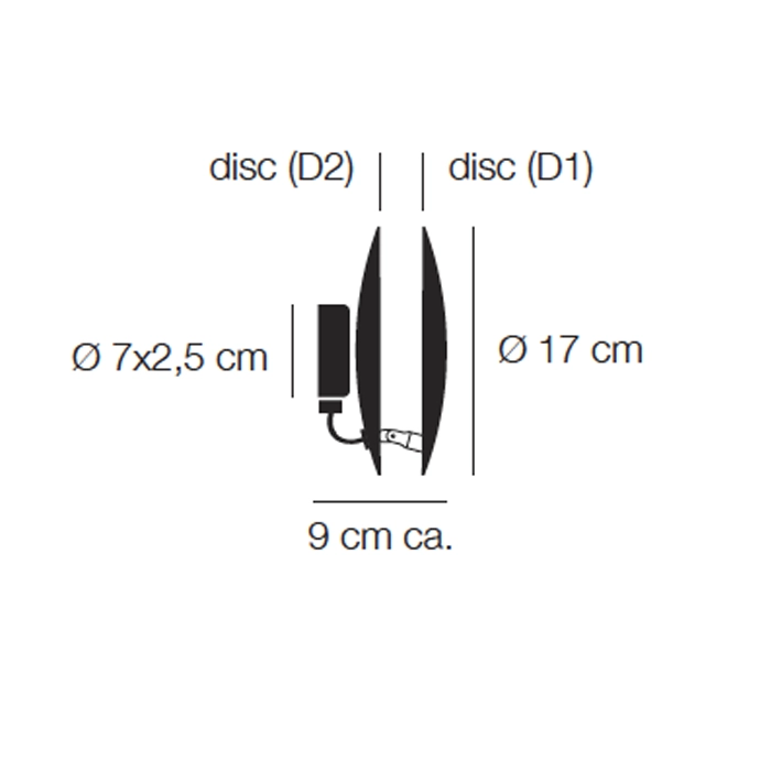 Catellani & Smith LEDERAM W 17 - wall - disc D1 black/copper - disc D2 copper/black, black base - Image 3