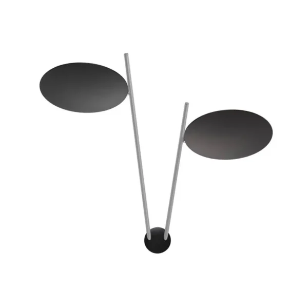 Catellani & Smith LEDERAM W2 - wall - black discs, satin rods, black base
