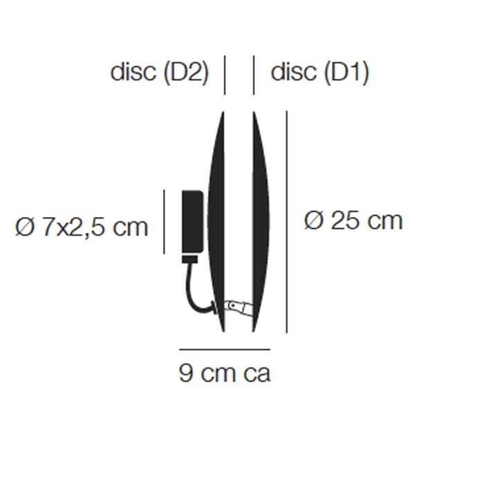 Catellani & Smith LEDERAM W 25 - wall - disc D1 black/gold - disc D2 gold/black, black base - Image 3