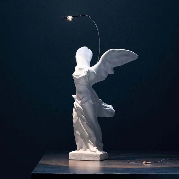 Catellani & Smith NIKE - tavolo - gesso bianco, flex e astina in rame nichelato - immagine 2