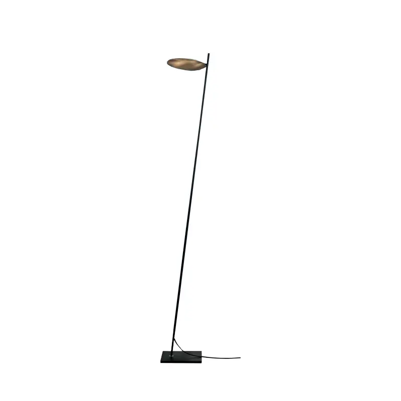 Catellani & Smith LEDERAM F0 - floor - brass disc, black shaft, black base