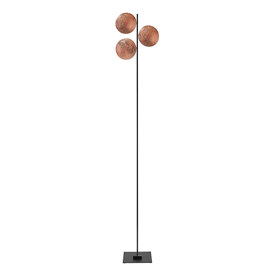 Catellani & Smith LEDERAM F3 - floor - copper leaf disc, black shaft, black base
