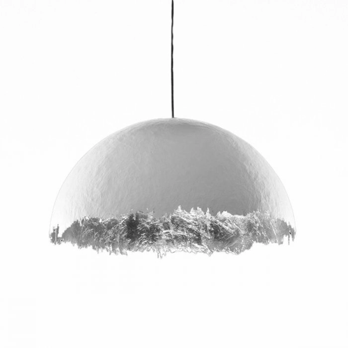 Catellani & Smith POSTKRISI 49 Ø 80 - sospensione - foglia argento, esterno bianco