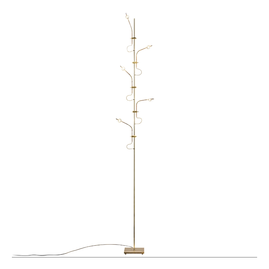Catellani & Smith WA WA F - table - brass base and structure, copper sticks, removable glass lens