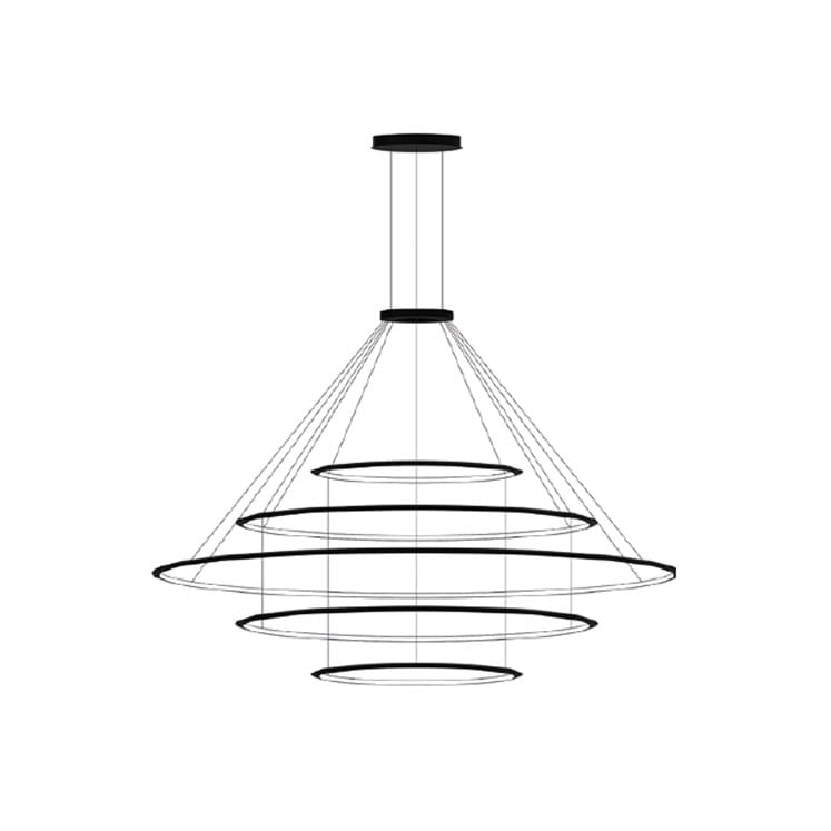 LEDS C4 - Lampada a sospensione Circular Inward 5 Rings (ø600 Ø1200 Ø2000 Ø1200 Ø600) - Nero