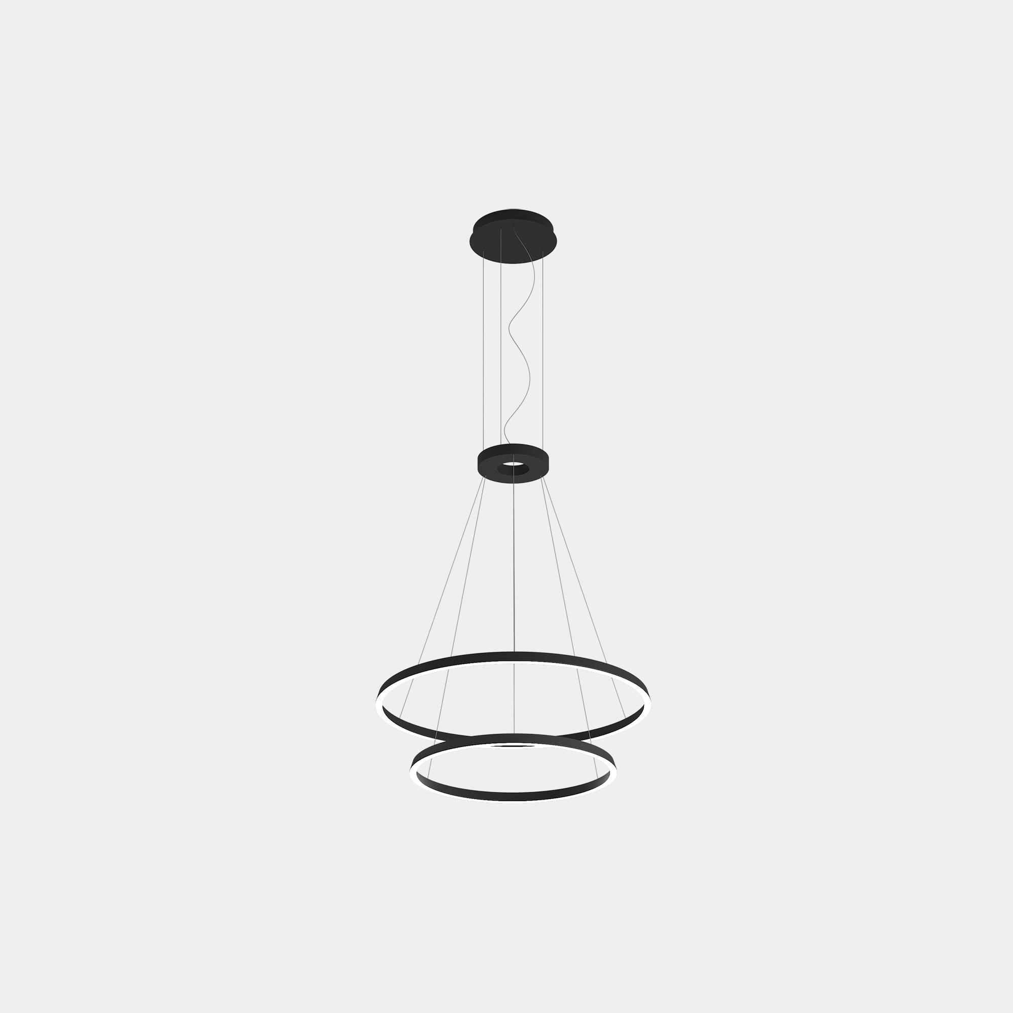 LEDS C4 - Lampada a sospensione Circular Downward 2 Rings (ø900 Ø600) - Nero
