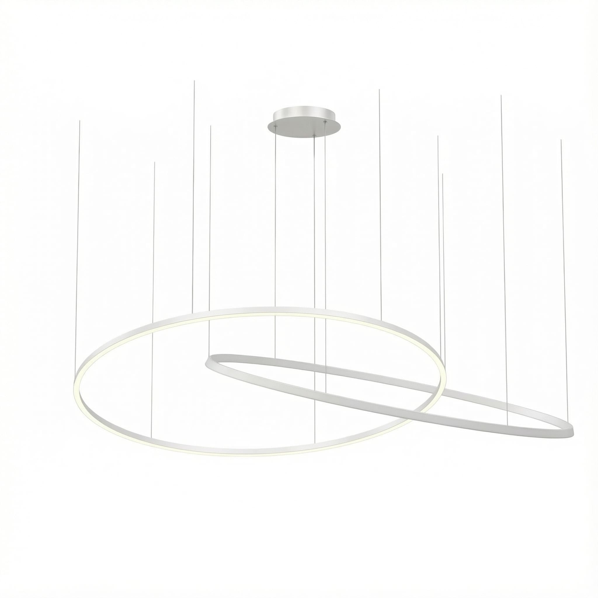 LEDS C4 - Lampada a sospensione Circular Downward 2 Rings Ø2000 Horitzontal Recessed - Bianco