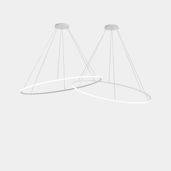 LEDS C4 - Lampada a sospensione Circular Downward 2 Rings Ø2000 Horitzontal Recessed - Bianco