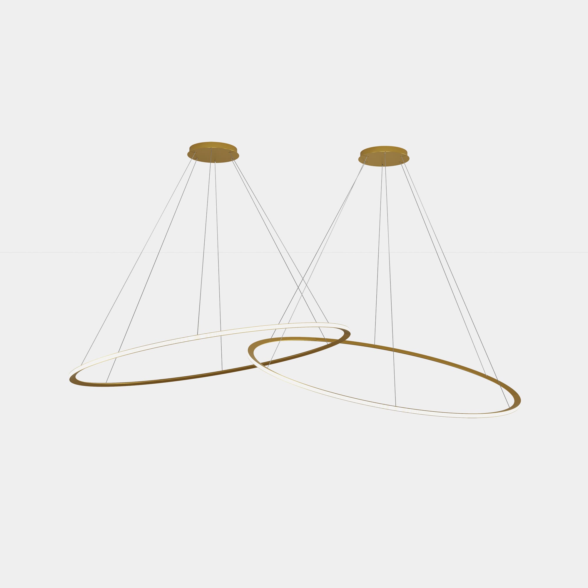 LEDS C4 - Lampada a sospensione Circular Downward 2 Rings Ø2000 Horitzontal Recessed - Oro